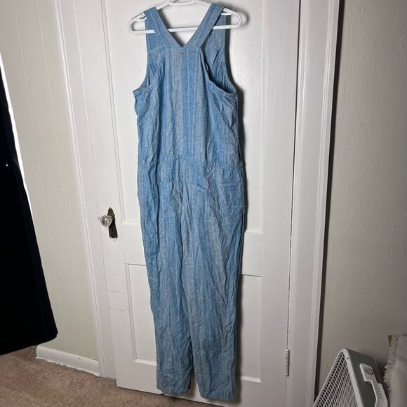 prAna Women's Blue Wayferer Sleeveless Cotton Hemp Blend Breathable Jumpsuit XL - Picture 6 of 11